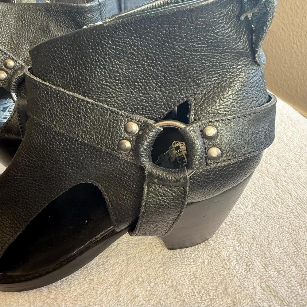 Black Leather Cutout Ankle Booties EU 36 US 5.5